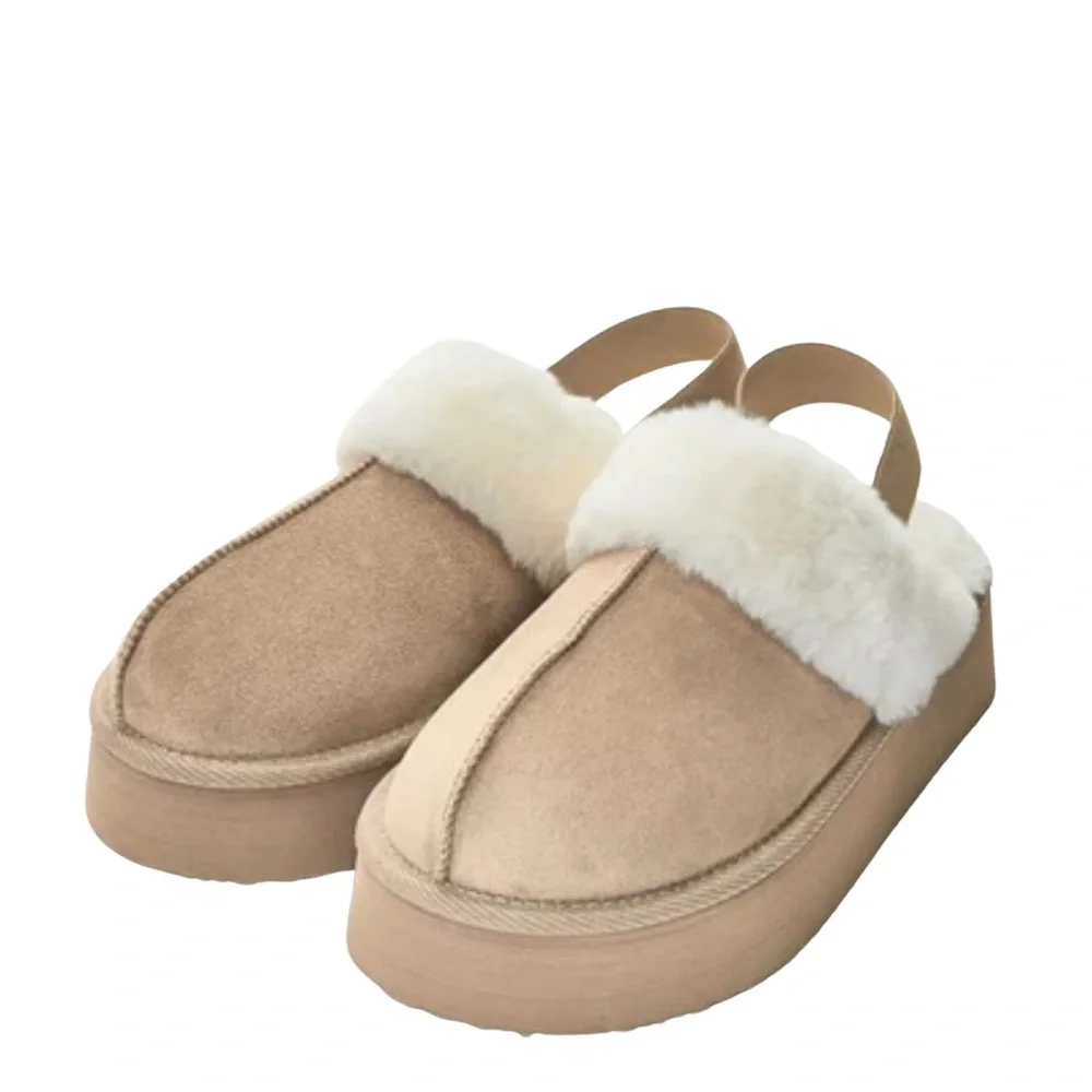 •Levaine• Platform Faux Suede Fur Lined Cozy Mule - Picture 1 of 4